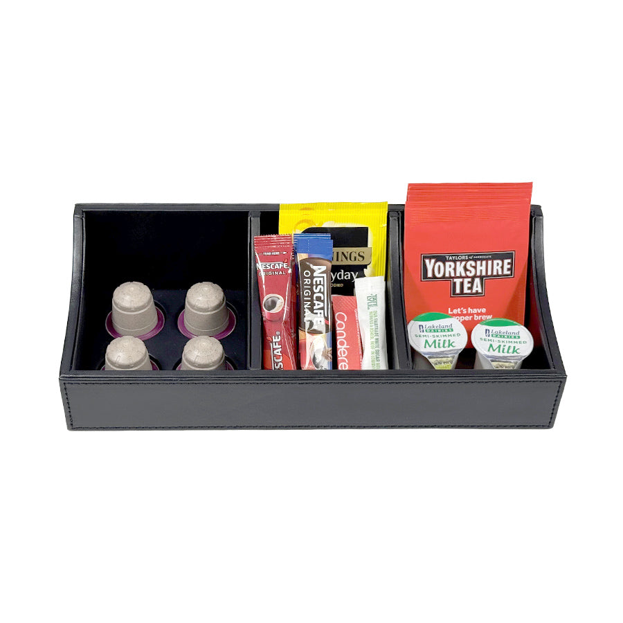 Faux Leather Tray with Coffee Pod Holders