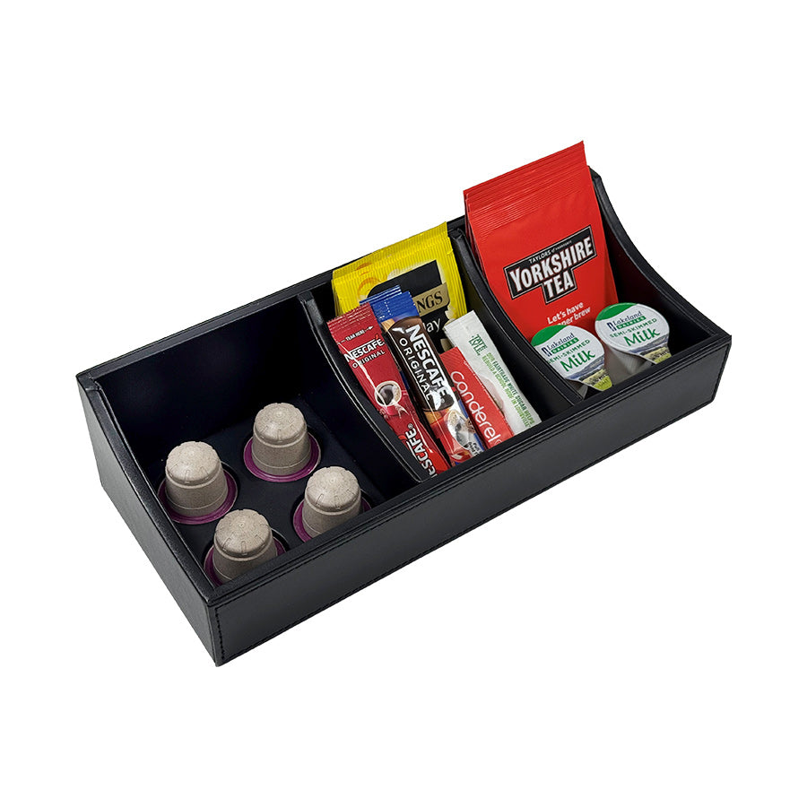 Faux Leather Tray with Coffee Pod Holders