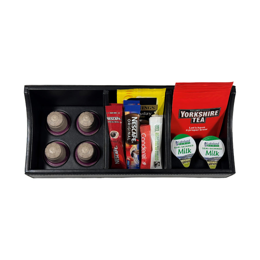 Faux Leather Tray with Coffee Pod Holders