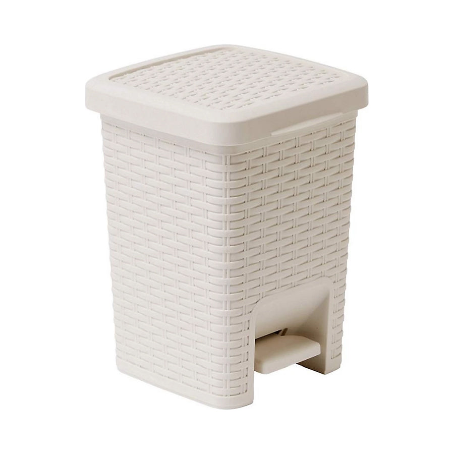 Addis 6 Litre Rattan Effect Square Pedal Bin - Cream