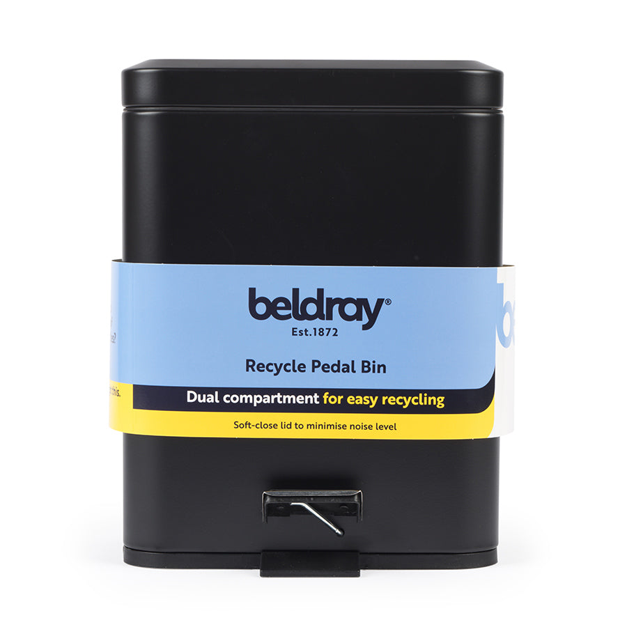 BELDRAY 5L Dual Compartment Bin Black