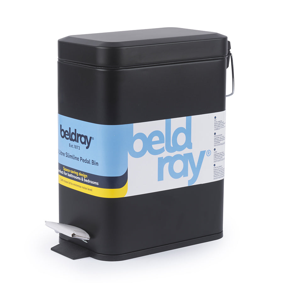 BELDRAY 5L Rectangular Soft Close Bin Black