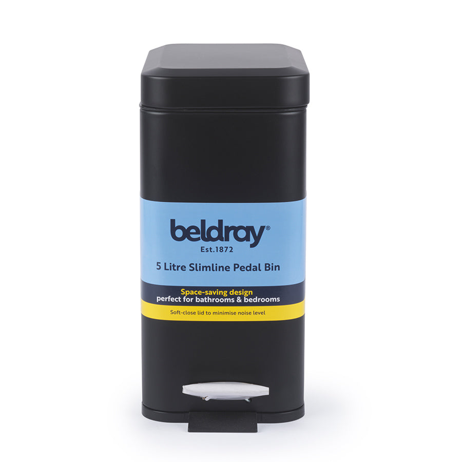 BELDRAY 5L Rectangular Soft Close Bin Black