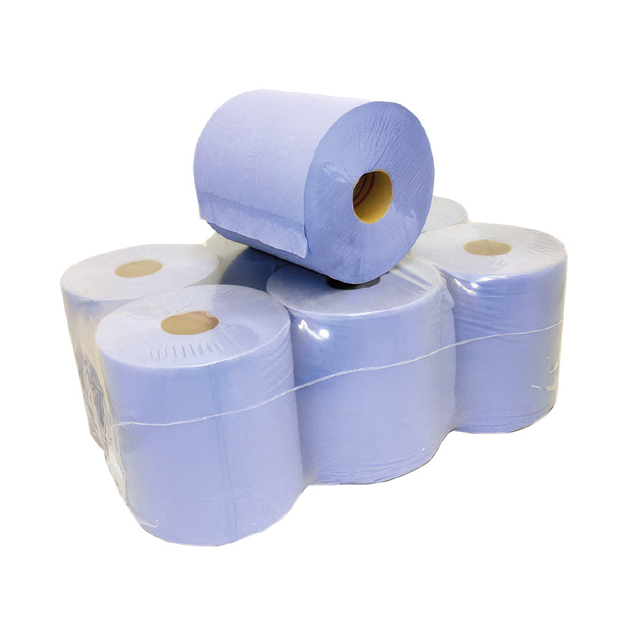 Blue 2 Ply Centrefeed Rolls Box of 6