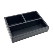 Black Faux Leather 3 Compartment Tray