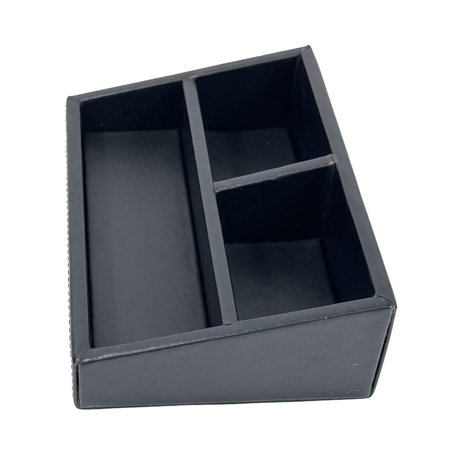 Black Faux Leather 3 Compartment Tray