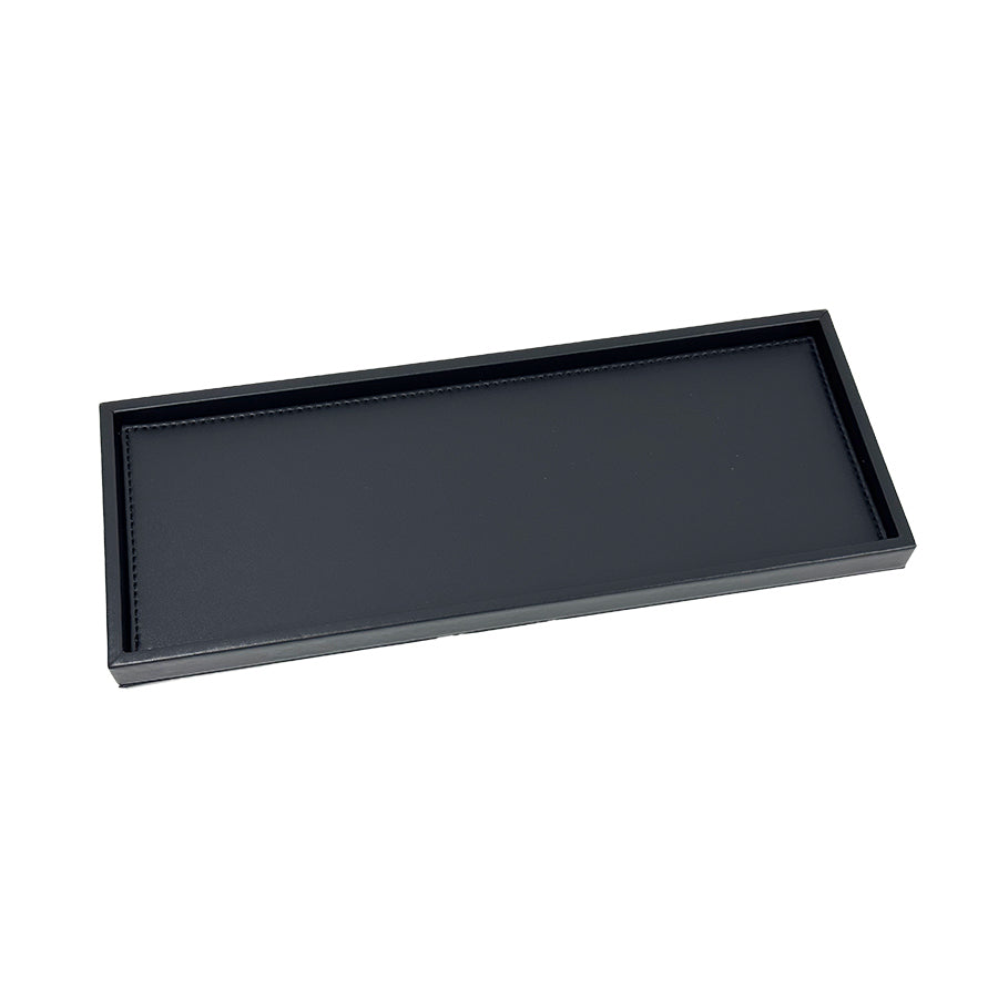 Black Faux Leather Service Tray