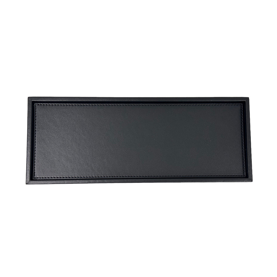 Black Faux Leather Service Tray