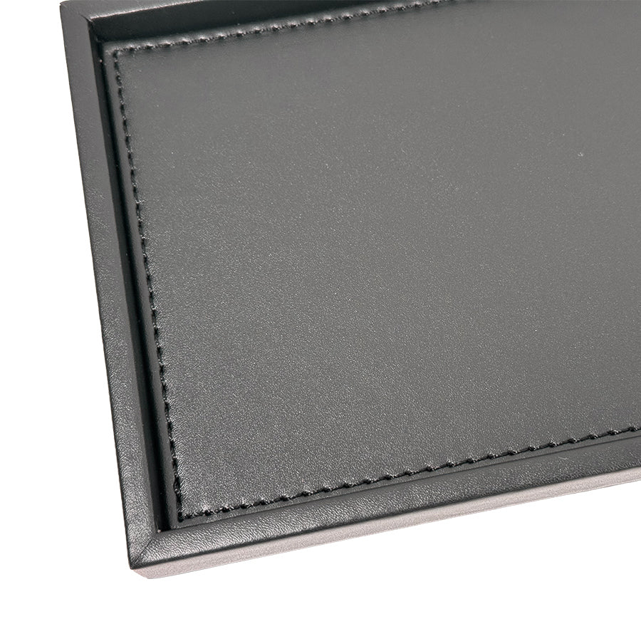Black Faux Leather Service Tray