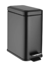 Jantex Black Slim Rectangular Pedal Bin 5L