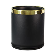 Black Double LayerDeluxe Steel Bin Gold Trim