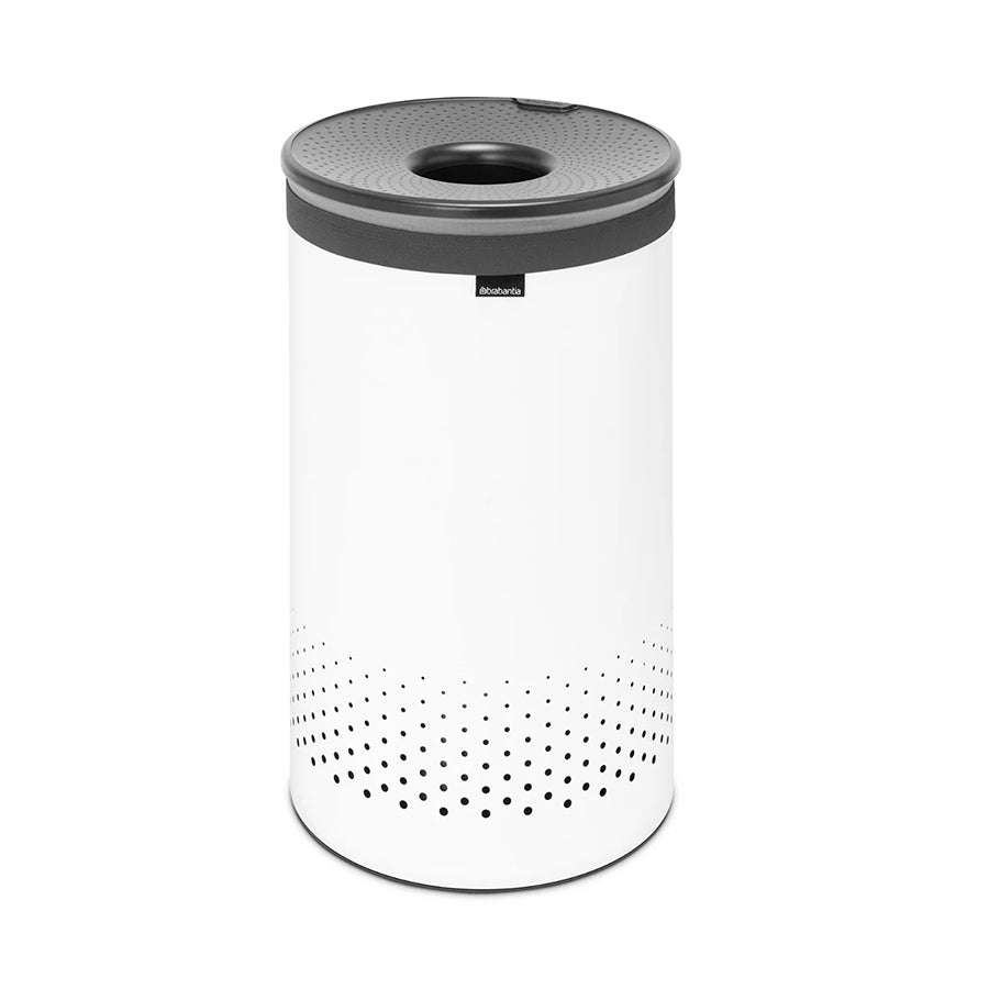 Brabantia 60L White Laundry Bin With Grey Lid
