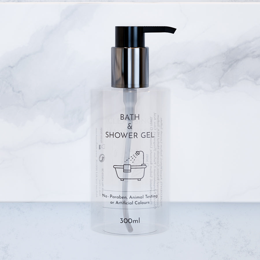 Printed Bath & Shower Gel 300ml Empty Bottles