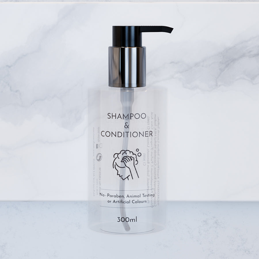 Printed Shampoo & Conditioner 300ml Empty Bottles