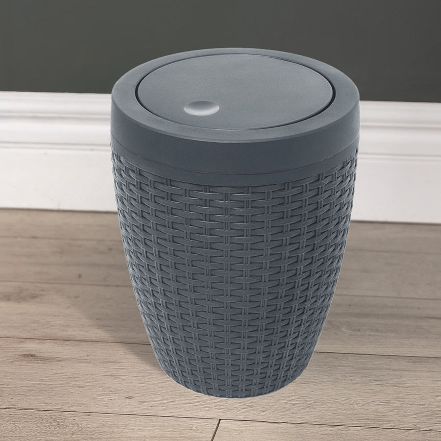 Addis Faux Rattan Charcoal 5l Swing Bin