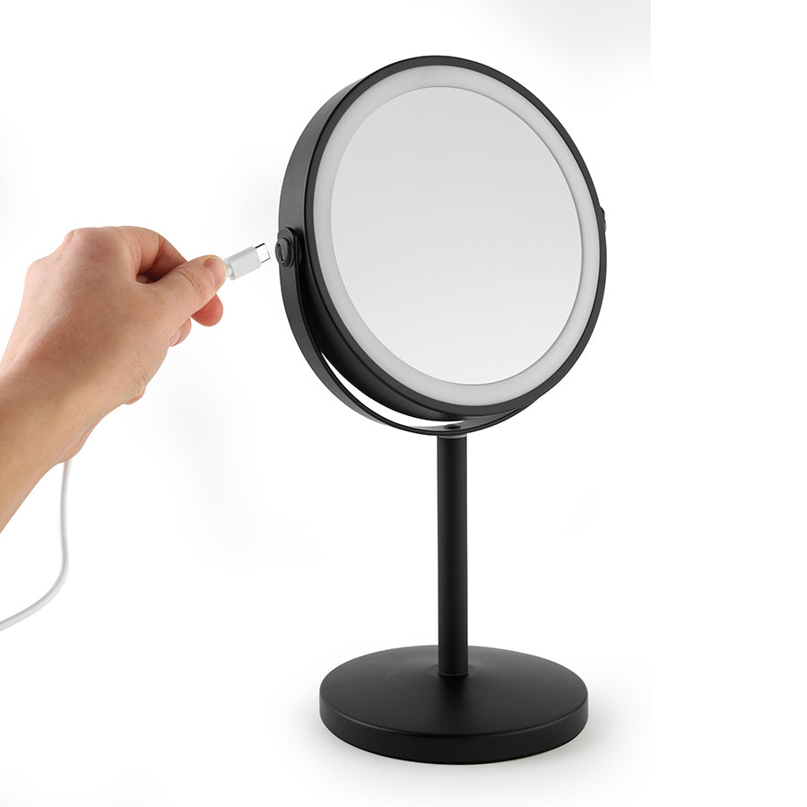 Telescopic LED Mirror Black 7''
