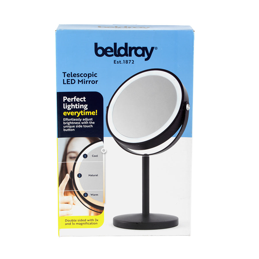 Telescopic LED Mirror Black 7''