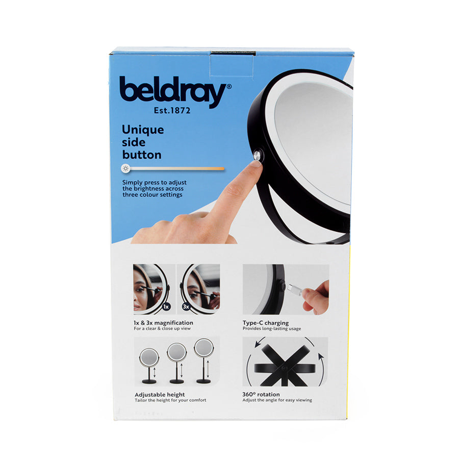 Telescopic LED Mirror Black 7''
