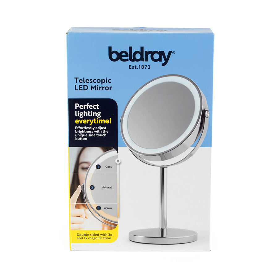 Telescopic LED Mirror Chrome 7''