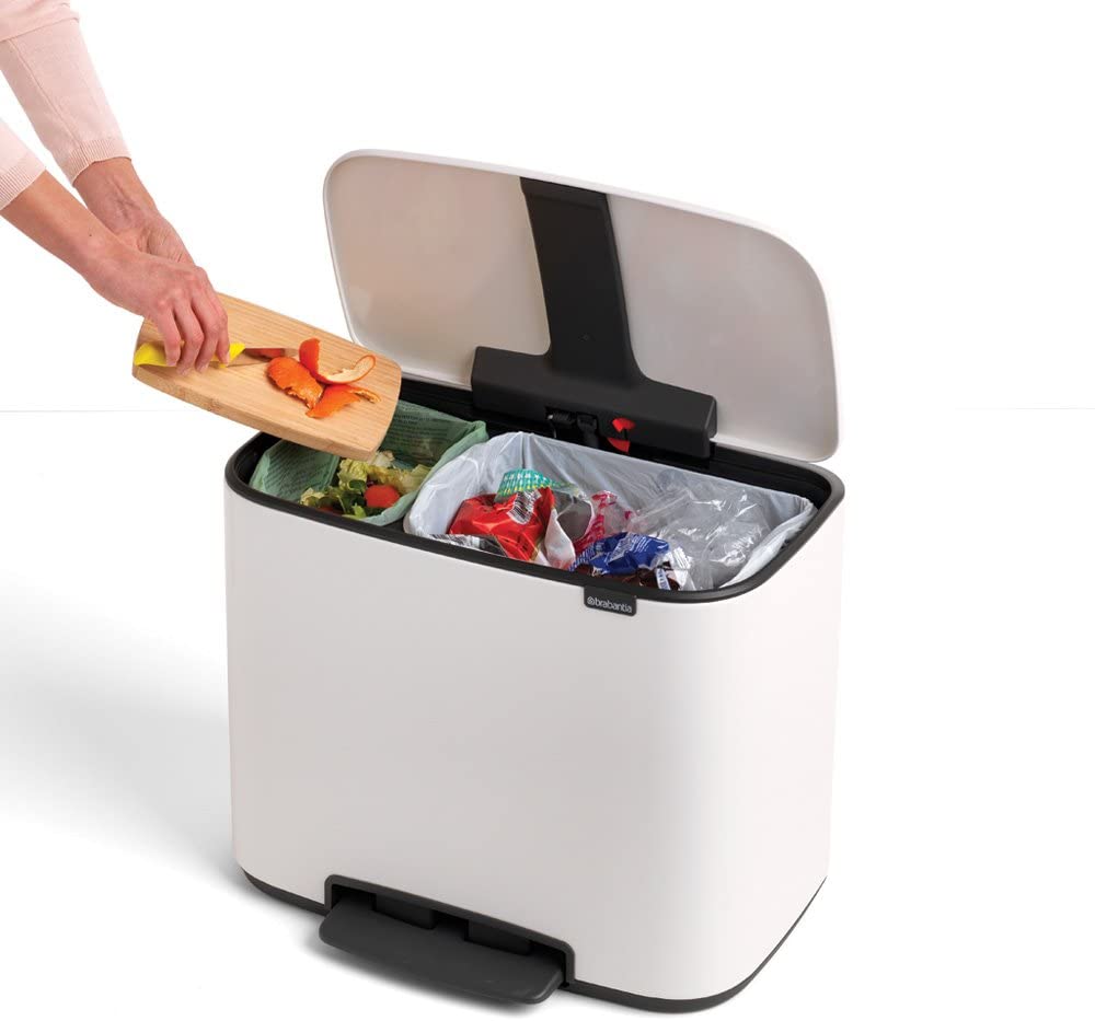 Brabantia 2Compartment White Waste Separation Pedal Bin