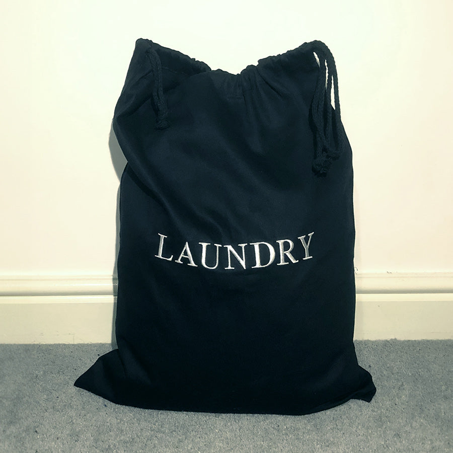 100% Cotton Black Laundry Bag