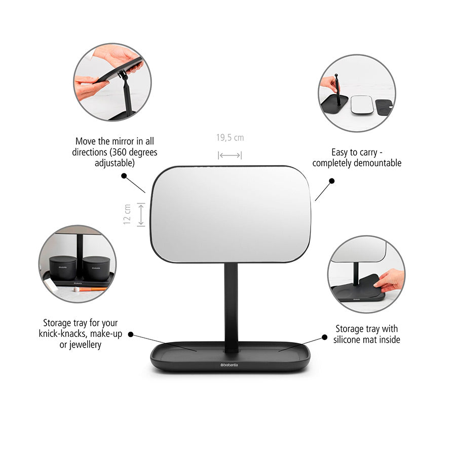 Brabantia Grey Mirror With Storage Tray x4