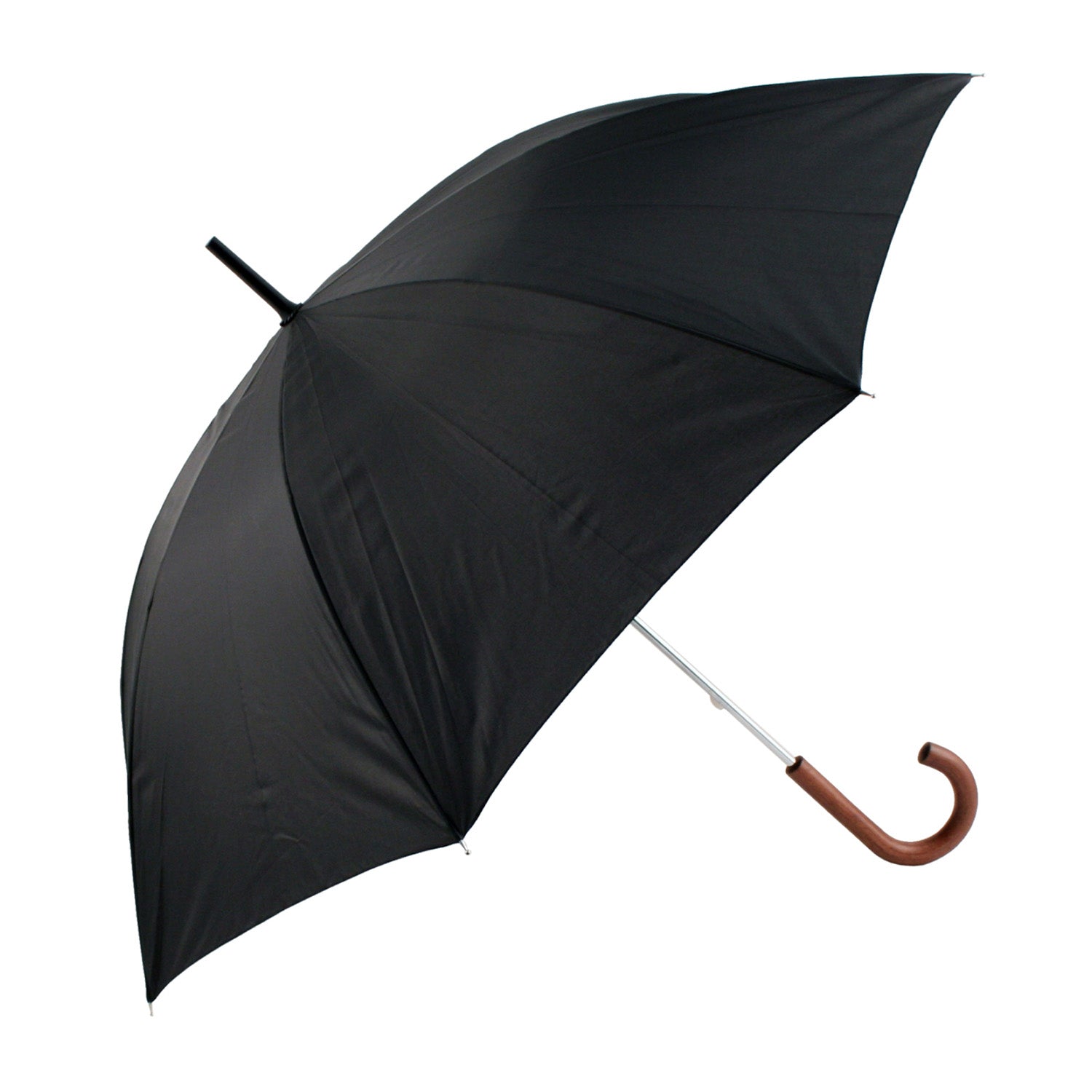 Black Walking Umbrella With Wooden Handle