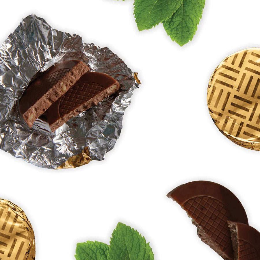 Dark Chocolate Mint Crisp Gold Discs 310