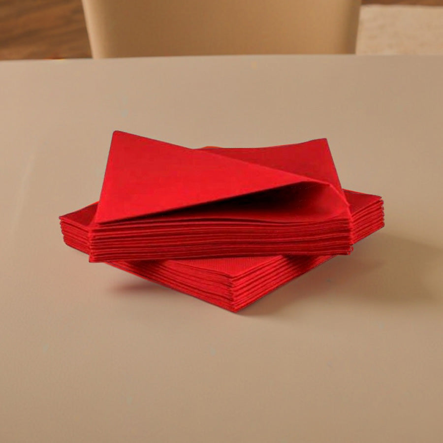 Deluxe Air-Laid Square Red Hand Towel 1/4 Fold 40 X 40