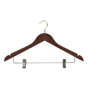 Dark Wood Hanger With Hook & Skirt Clips