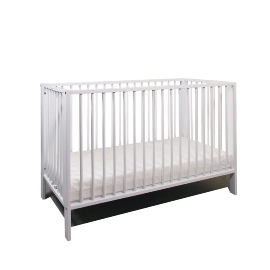 Folding Wooden Cot White (Wheels Included)