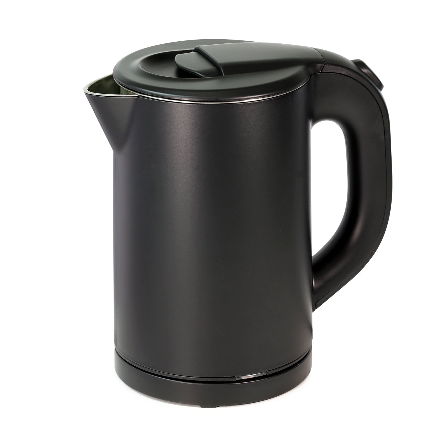 Black electric kettle on a white background