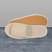 Eco Linen Slipper Open Toe with Cork Sole - Box of 100