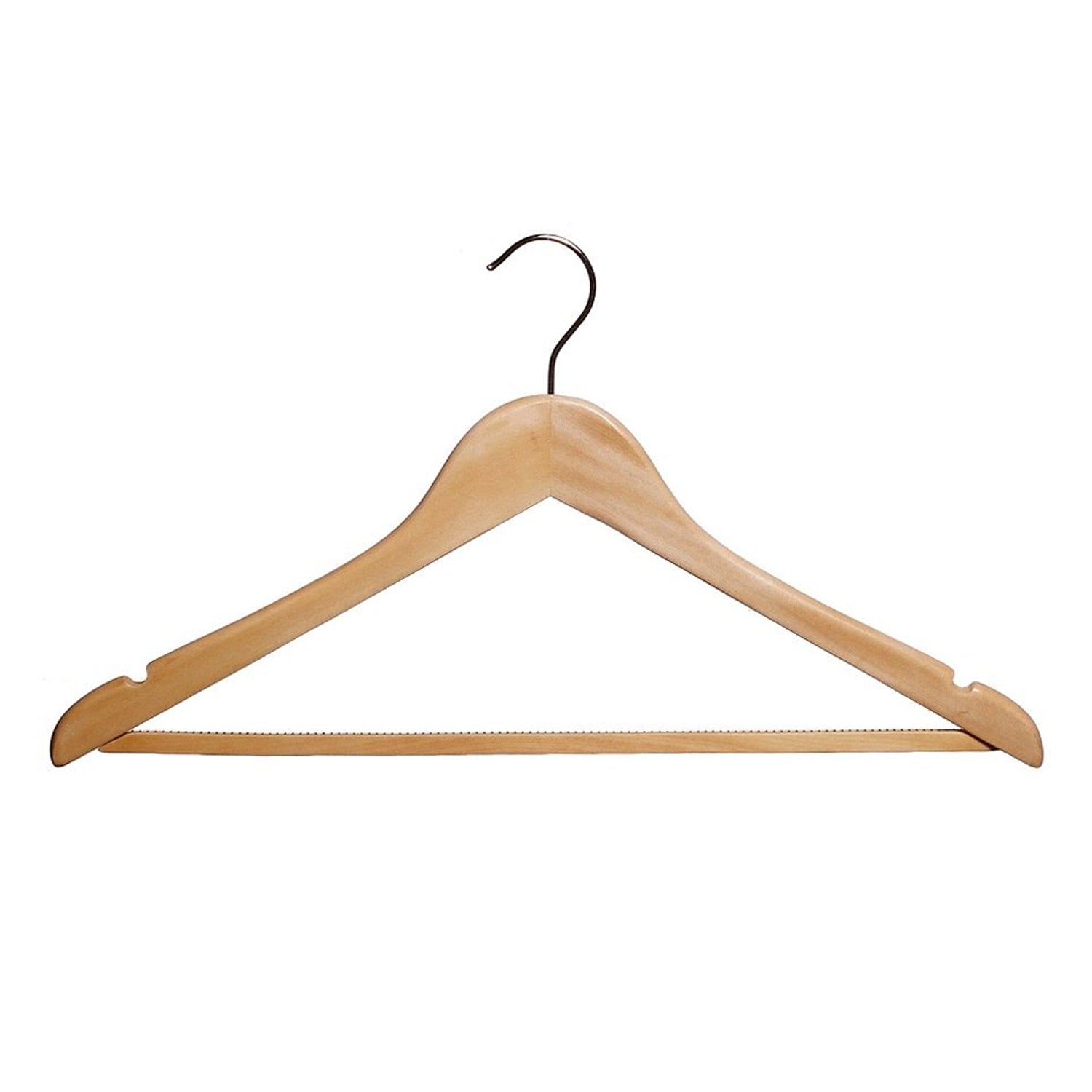 Light Wood Hanger With Hook & Non Slip Bar