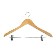 Light Wood Hanger With Hook & Skirt Clips