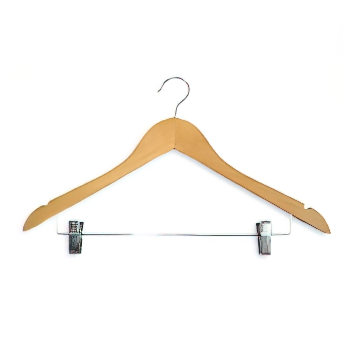 Light Wood Hanger With Hook & Skirt Clips