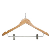 Light Wood Hanger With Security Stem & Skirt Clips