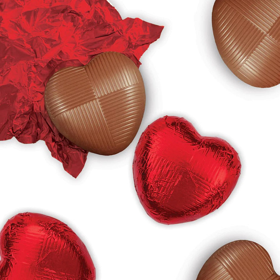 Milk Chocolate Red Foiled Hearts