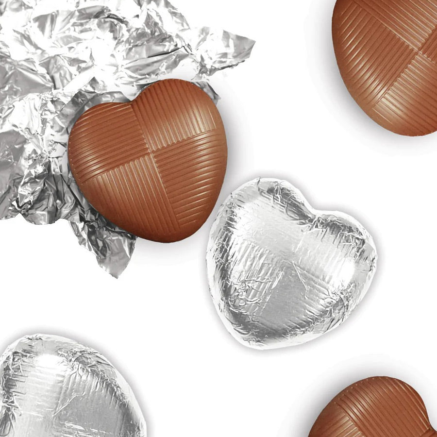 Milk Chocolate Silver Foiled Hearts