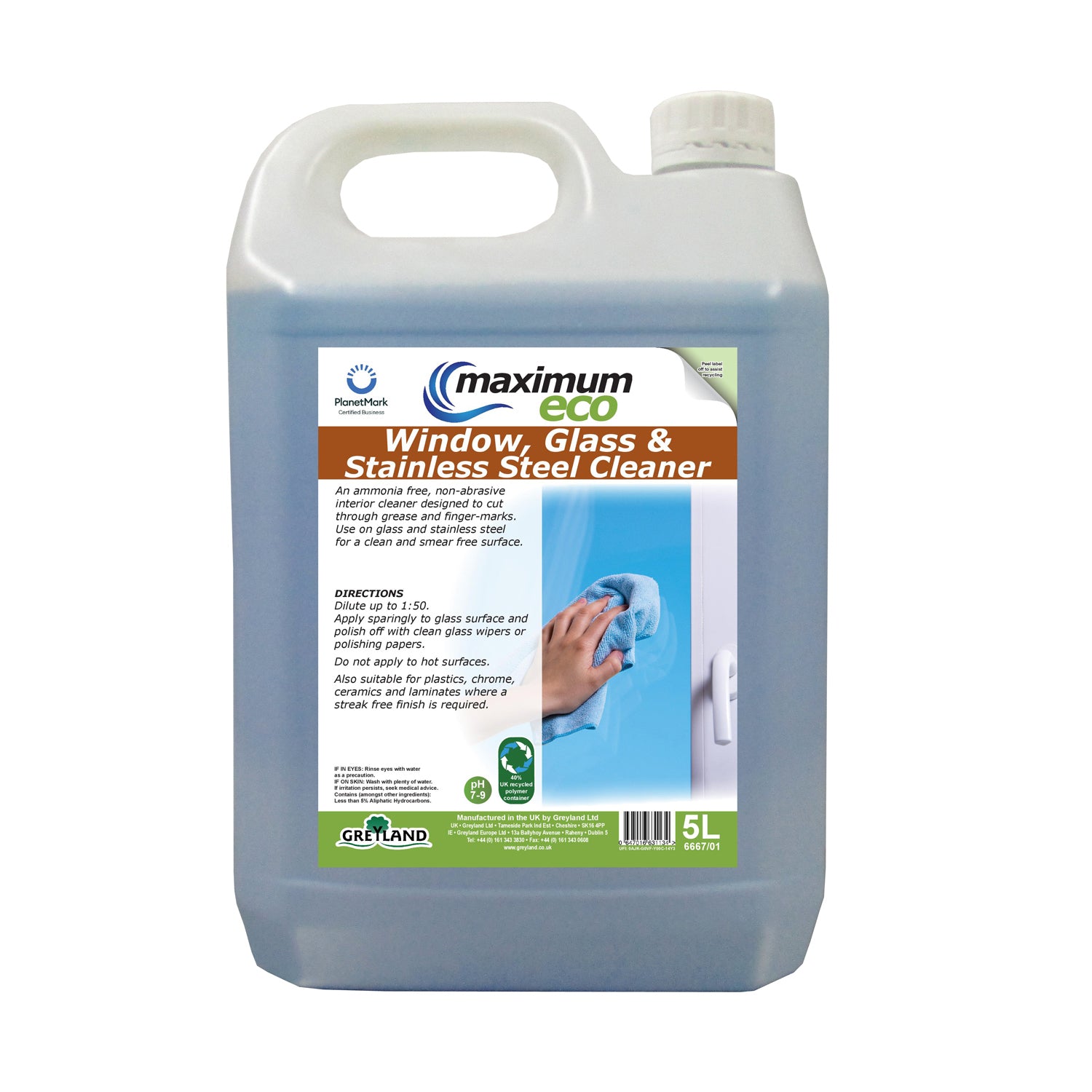 Maximum Eco Windows Glass & Stainless Steel Cleaner 5L