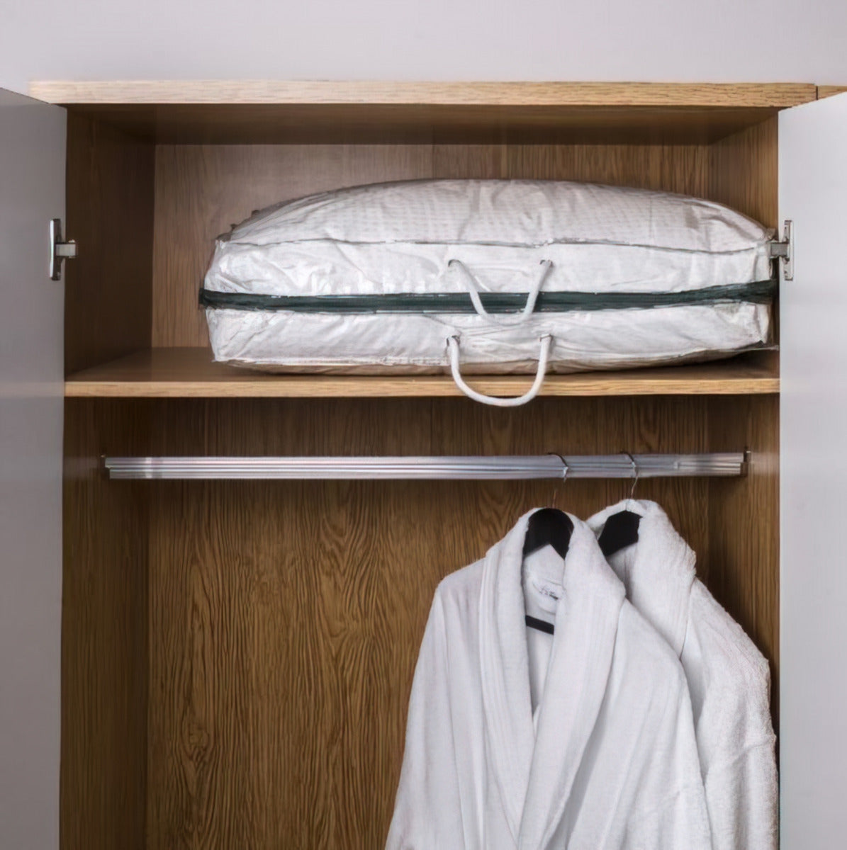 Pillow Storage Bag With Green Zip