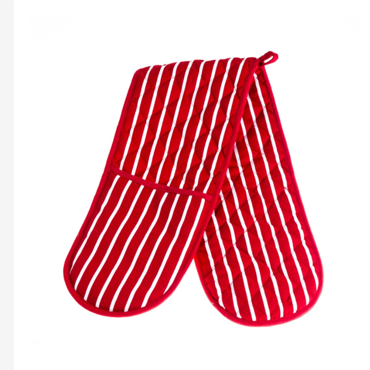 Butchers Stripe Red & White Double Oven Glove