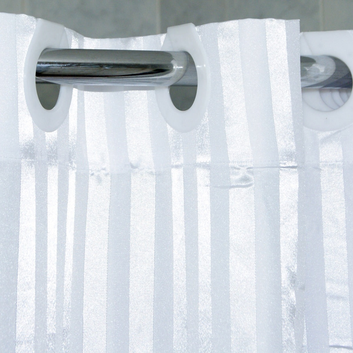 Satin Stripe Hookless Shower Curtain