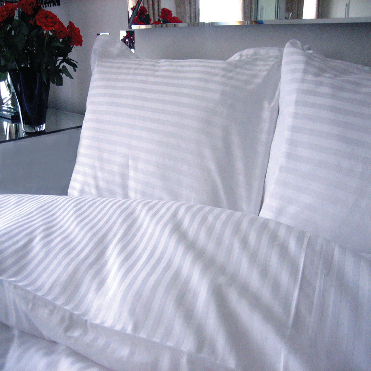 Satin Stripe Percale Poly Cotton Pillowcases