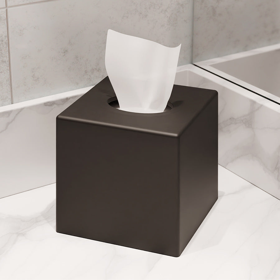 Matt Black Cube Tissue Box Cover