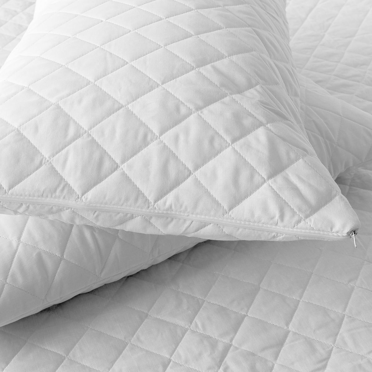 Quilted Waterproof Pillow Protector Pair With Zip